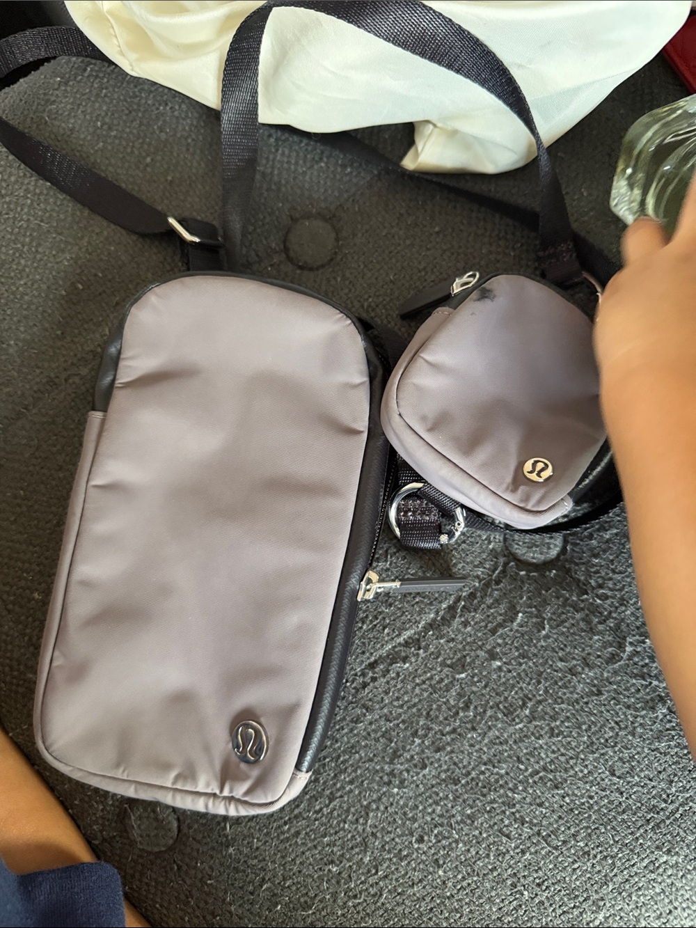 lululemon athletica Taupe Gray Dual Pouch Crossbody